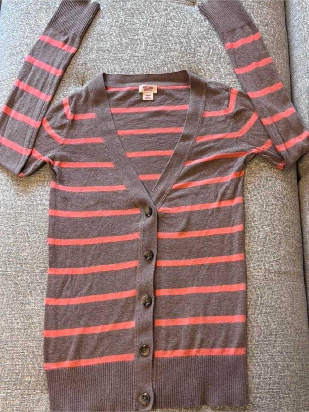 Mossimo Supply Co. Gray Cardigan with Pink Stripes